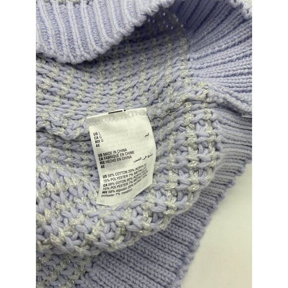 Alfani Metallic Shine Crewneck Sweater, Lavender Cloud, Sz. L - Picture 7 of 9